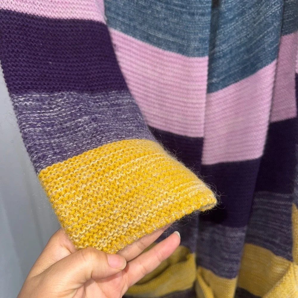 Theory Floriane Land Long Rainbow Angora Cashmere Mohair Stripe Sweater M - Picture 8 of 9